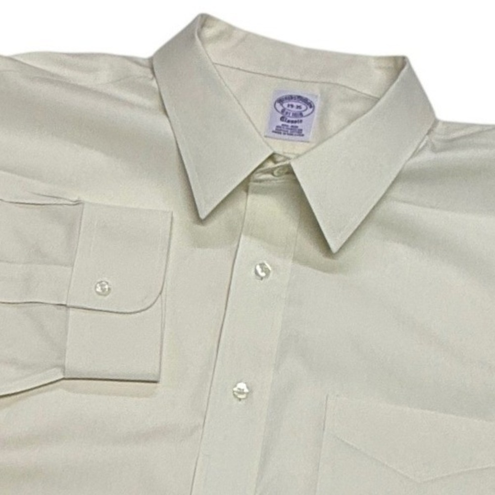 Brooks Brothers Shirt Mens 19 XXXL Yellow Long Sleeve Button Up Supima Non-Iron